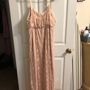 Blush lace maxi dress